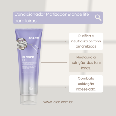 CONDICIONADOR DESAMARELADOR PARA CABELOS LOIROS - JOICO BLONDE LIFE 250 ml CONDICIONADOR DESAMARELADOR PARA CABELOS LOIROS - JOICO BLONDE LIFE 250 ml
