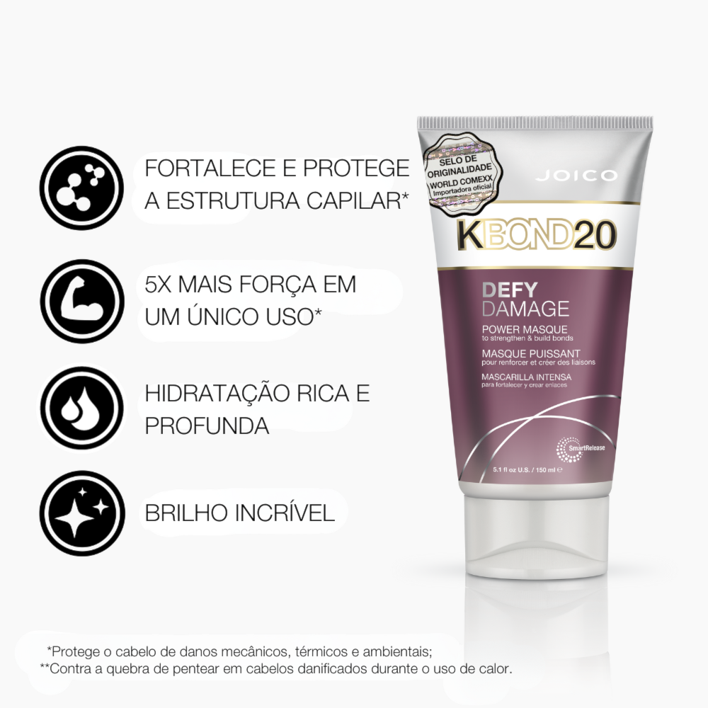 KBOND20 POWER MÁSCARA DE RECONSTRUÇÃO JOICO DEFY DAMAGE 150ml - Joico