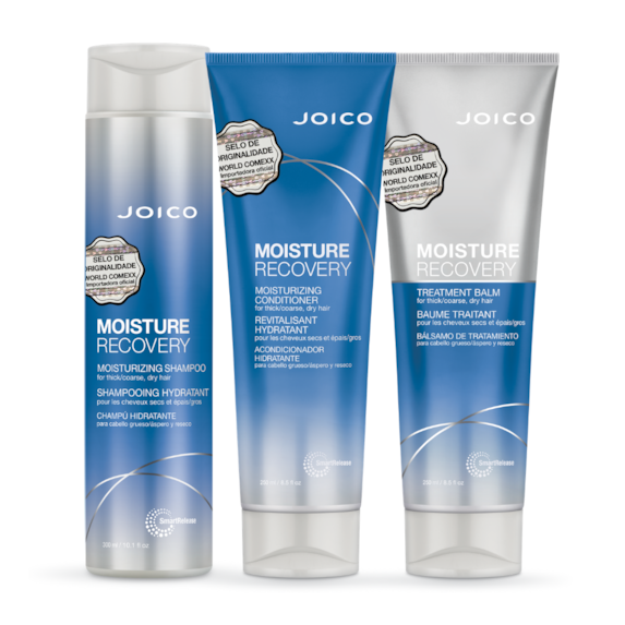 KIT TRIPLO JOICO MOISTURE RECOVERY DE HIDRATAÇÃO PROFUNDA EM CABELOS GROSSOS, CRESPOS E CACHEADOS