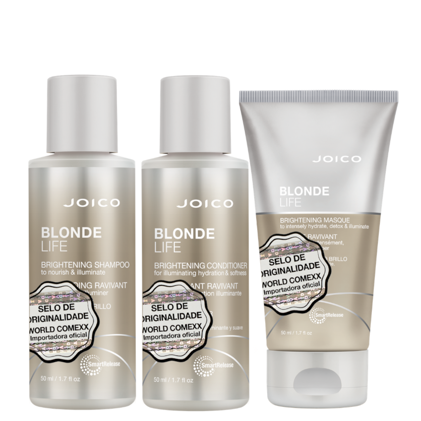 Kit Triplo Mini Joico Blonde Life Shampoo, Condicionador e Máscara Joico